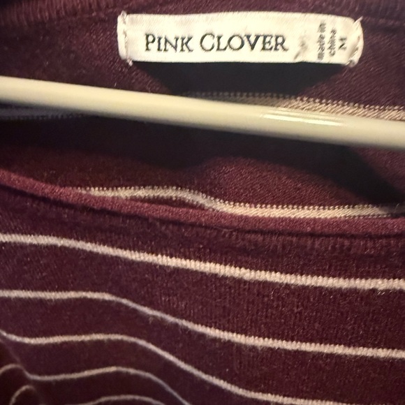 π· **Pink Clover Burgundy & Cream Striped Sweater β Size M** π· - Picture 2 of 3
